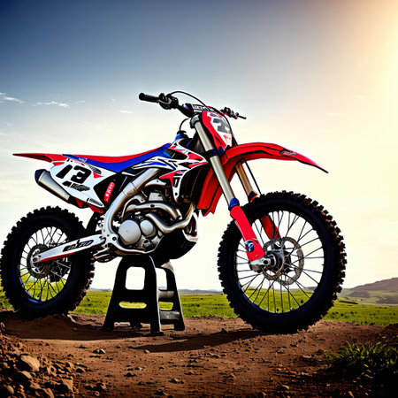 rally race dirt bike at dirt road, generative art by A.I.の素材