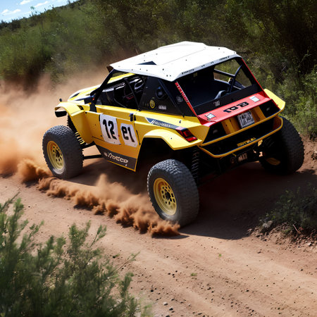 rally race car at dirt road, generative art by A.I.の素材