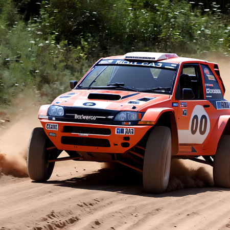 rally race car at dirt road, generative art by A.I.の素材