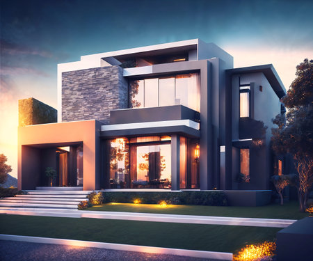 design of luxury modern house, generative AIの素材