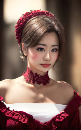 portrait photo of beautiful asian woman, generative AIの素材