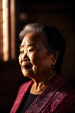 middle aged older lady woman people, generative AIの素材