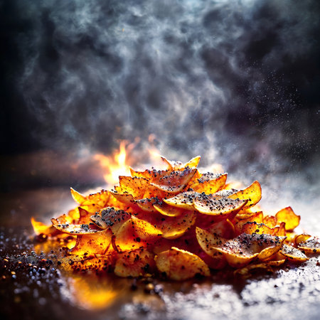 close up of slice fries chips, generative AIの素材