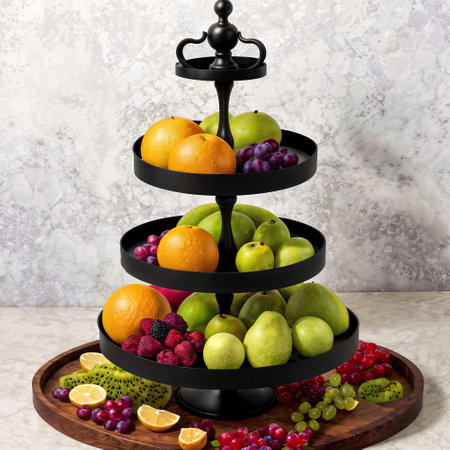 fruit tray 3tier on table at kitchen room, generative AIの素材