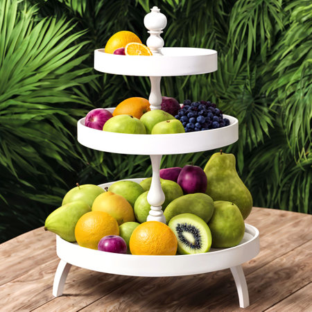 fruit tray 3tier on table at kitchen room, generative AIの素材