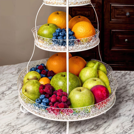 fruit tray 3tier on table at kitchen room, generative AIの素材