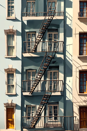 illustration digital painting of building apartment in city, generative AIの素材