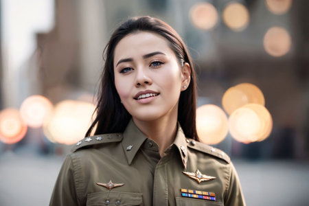 photo of asian woman in Thai police officer uniform, generative AIの素材