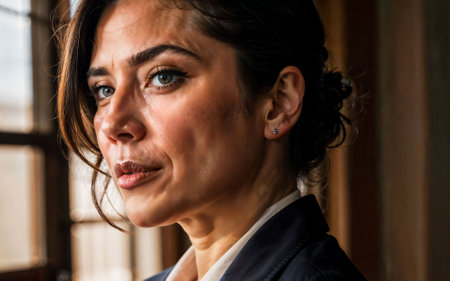 photo of working entrepreneur woman at factory with machine and worker, generative AIの素材