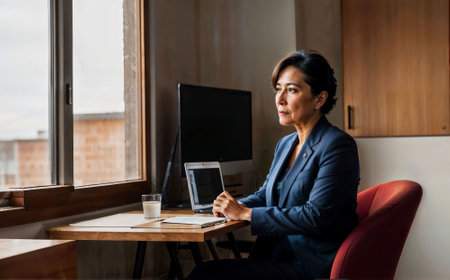 photo of working entrepreneur woman at factory with machine and worker, generative AIの素材