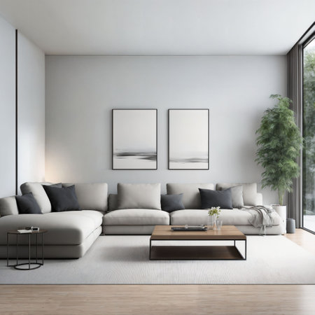 interior of modern minimal luxury living room apartment, generative AIの素材