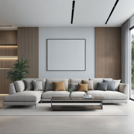 interior of modern minimal luxury living room apartment, generative AIの素材