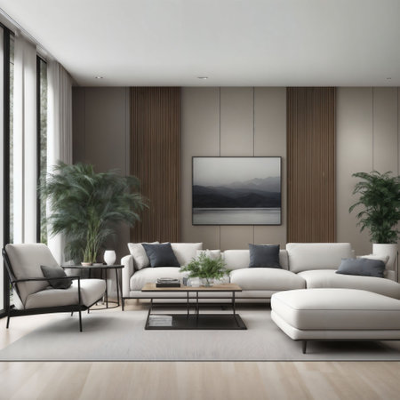 interior of modern minimal luxury living room apartment, generative AIの素材