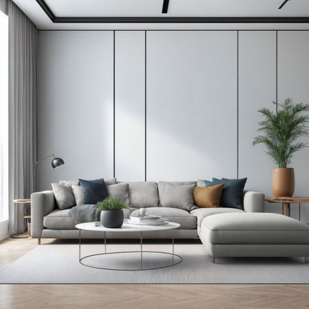interior of modern minimal luxury living room apartment, generative AIの素材
