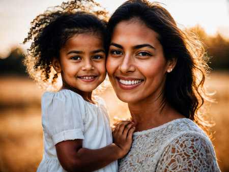 photo of happy family mother and daughter, generative AIの素材