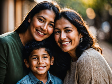 photo of happy family mother and son, generative AIの素材