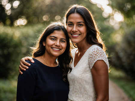 photo of happy family mother and daughter, generative AIの素材