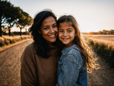 photo of happy family mother and daughter, generative AIの素材