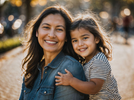photo of happy family mother and daughter, generative AIの素材