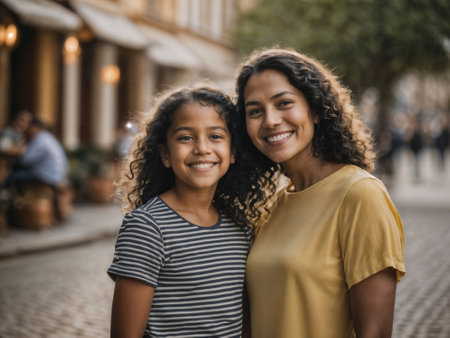 photo of happy family mother and daughter, generative AIの素材