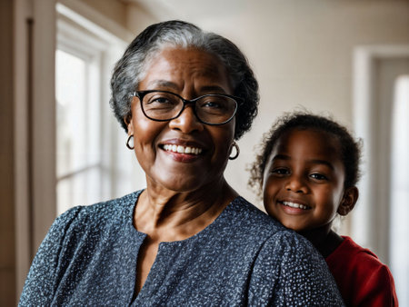 photo of black woman take care senior black woman at home, generative AIの素材