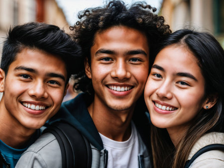 photo of group teenage freshy student at university, generative AIの素材