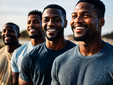 photo of group happy black strong man, generative AIの素材