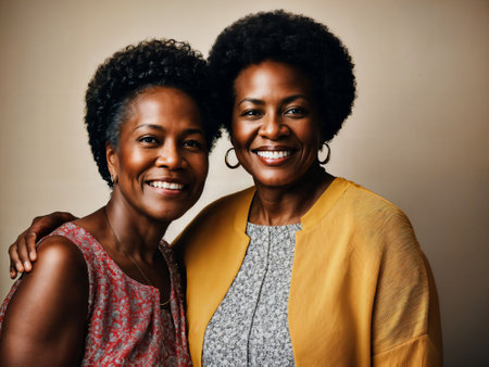 photo of black woman take care senior black woman at home, generative AIの素材