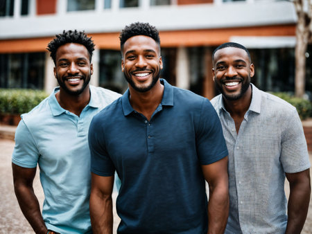 photo of group happy black strong man, generative AIの素材