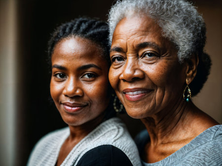 photo of black woman take care senior black woman at home, generative AIの素材