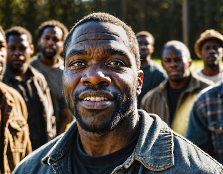 photo of angry black slavery people in American history , generative AIの素材