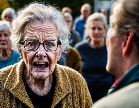 photo of angry senior people in nursing home, generative AIの素材