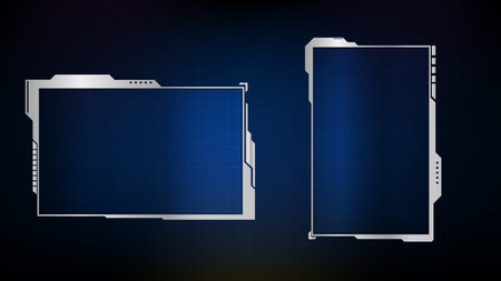 abstract blue background of display futuristic sci fi hud frame profileのイラスト素材