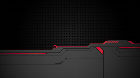 abstract black background of metallic red display futuristic sci fi hud frame profileのイラスト素材