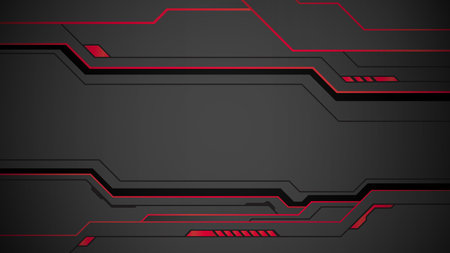 abstract black background of metallic red display futuristic sci fi hud frame profileのイラスト素材