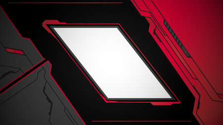 abstract black background of metallic red display futuristic sci fi hud frame profileのイラスト素材