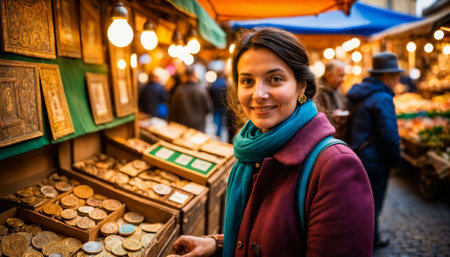 photo of senior seller in Antique market at Europe, generative AIの素材