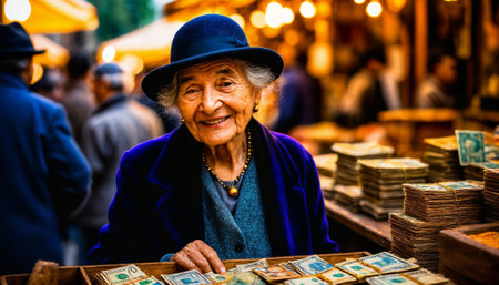 photo of senior seller in Antique market at Europe, generative AIの素材