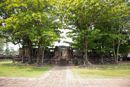 Phimai stone castle ancient at historical park, Phimai District, Nakhon Ratchasimaの写真素材