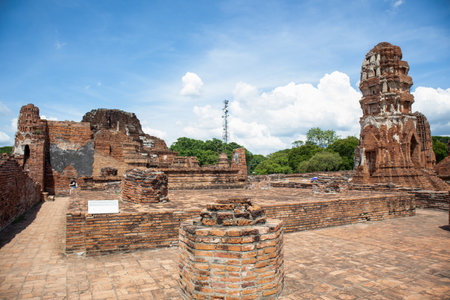 Wat Mahathat ancient at historical park at Ayutthaya Historical Park, Phra Nakhon Si Ayutthaya Province, Thailandの写真素材