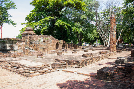 Wat Mahathat ancient at historical park at Ayutthaya Historical Park, Phra Nakhon Si Ayutthaya Province, Thailandの写真素材