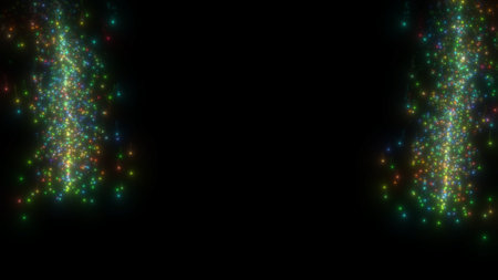 abstract glowing dust particles moving backgroundの写真素材