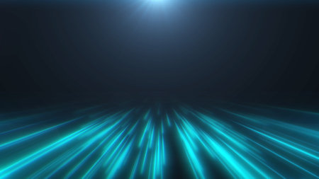 abstract blue digital flowing warp light speed backgroundの写真素材
