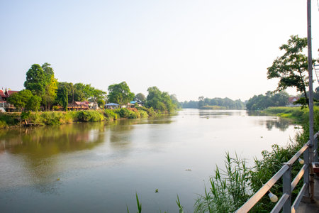 Pasak River at Prasat Nakhon Luang (Nakhon Luang Palace) at Phra Nakhon Si Ayutthayaの写真素材