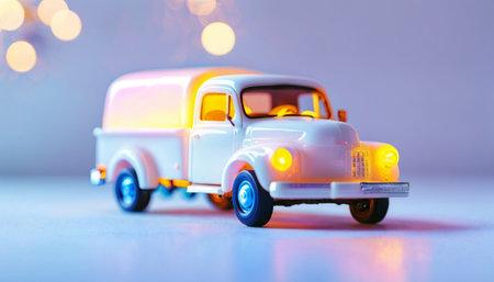 photo of mini truck toy with glowing light, generative AIの素材