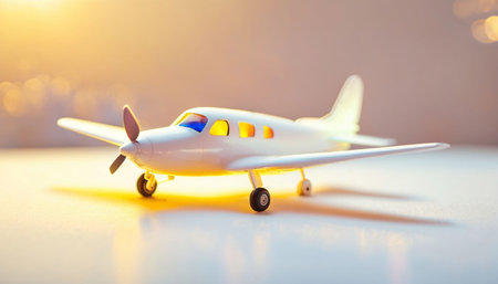 photo of mini plane toy with glowing light, generative AIの素材