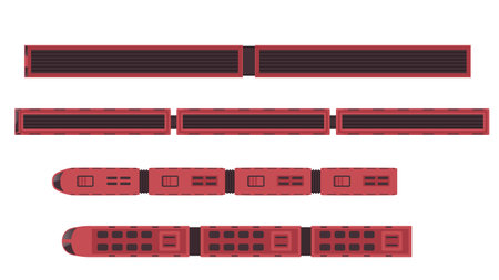 top view flat type of transport trainのイラスト素材