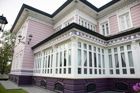 landscape view of Bang Pa-In Palace is ancient palace back to Ayutthaya era at Ayutthayaのeditorial素材