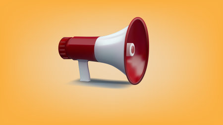 3d render of red and white speaker icon, vector illustrationのイラスト素材