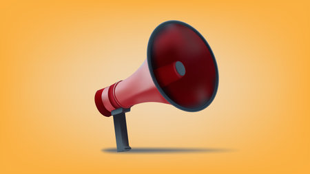 3d render of red and black speaker icon, vector illustrationのイラスト素材